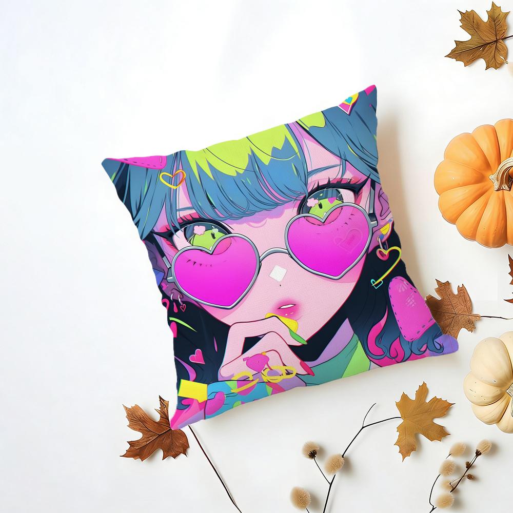 Fashion Pop Art Anime Street Graffiti Cushion Cover Washable Linen Pillowcase Soft for Daily Sofa Bed Home Room Decor