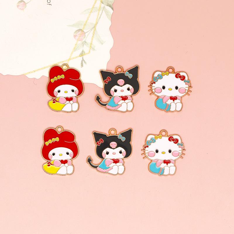 14/70PCS Cartoon Shy Animal Drip Oil Earrings DIY Jewelry Bag Keychain Bracelet Pendant Handmade Material