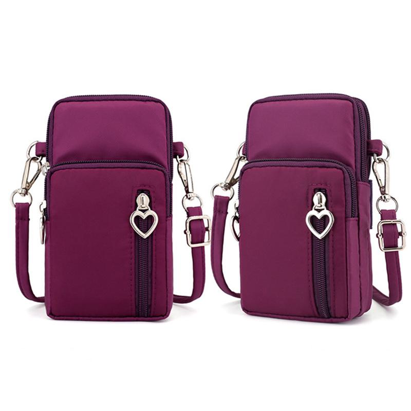 Casual Small Shoulder Bag Women Cell Phone Pocket Case Waterproof Nylon Sport Arm Package Mini Messenger Purse Crossbody Handbag