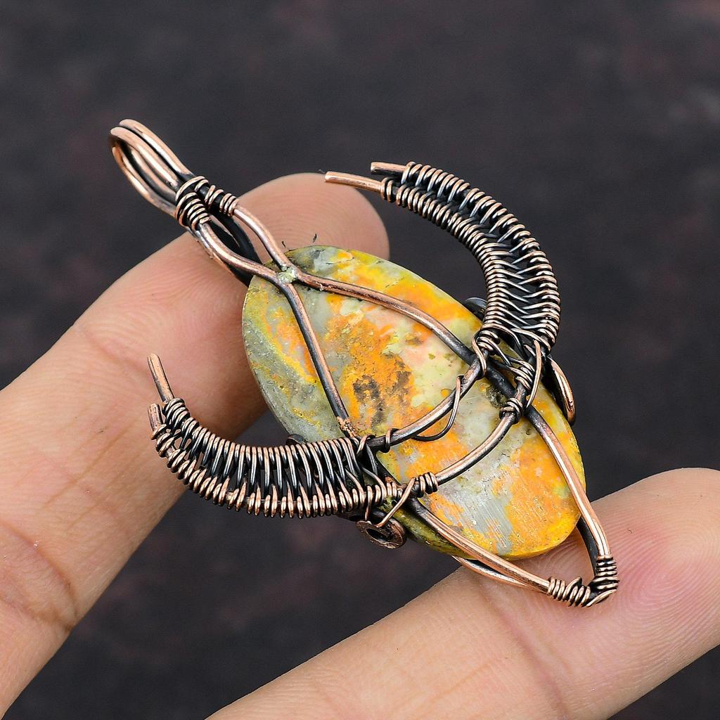 Hummeljaspis Anhänger Kupferdraht gewickelter Anhänger Handgefertigter Edelsteinanhänger Stierkopf Form Anhänger Kupferdraht Schmuck Geschenk für Freund