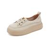 Small size 34 large size 41 leather little white shoes 2025 autumn new thick-soled heightening sports board shoes ethnic style women's shoes