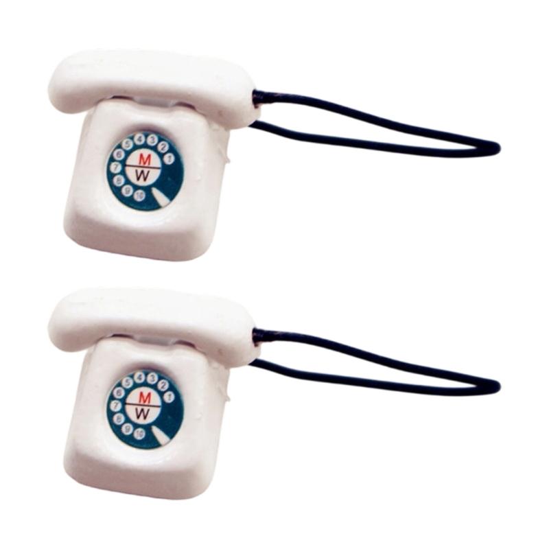 Antique Miniature Telephone For Dollhouses Accessories 1/12 Scale Handcrafted Wooden Furniture Kids Gift белый