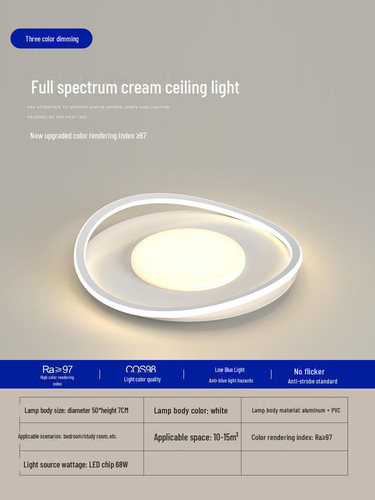 

Современный потолочный светильник кремового цвета для гостиной и спальни Three-color dimming