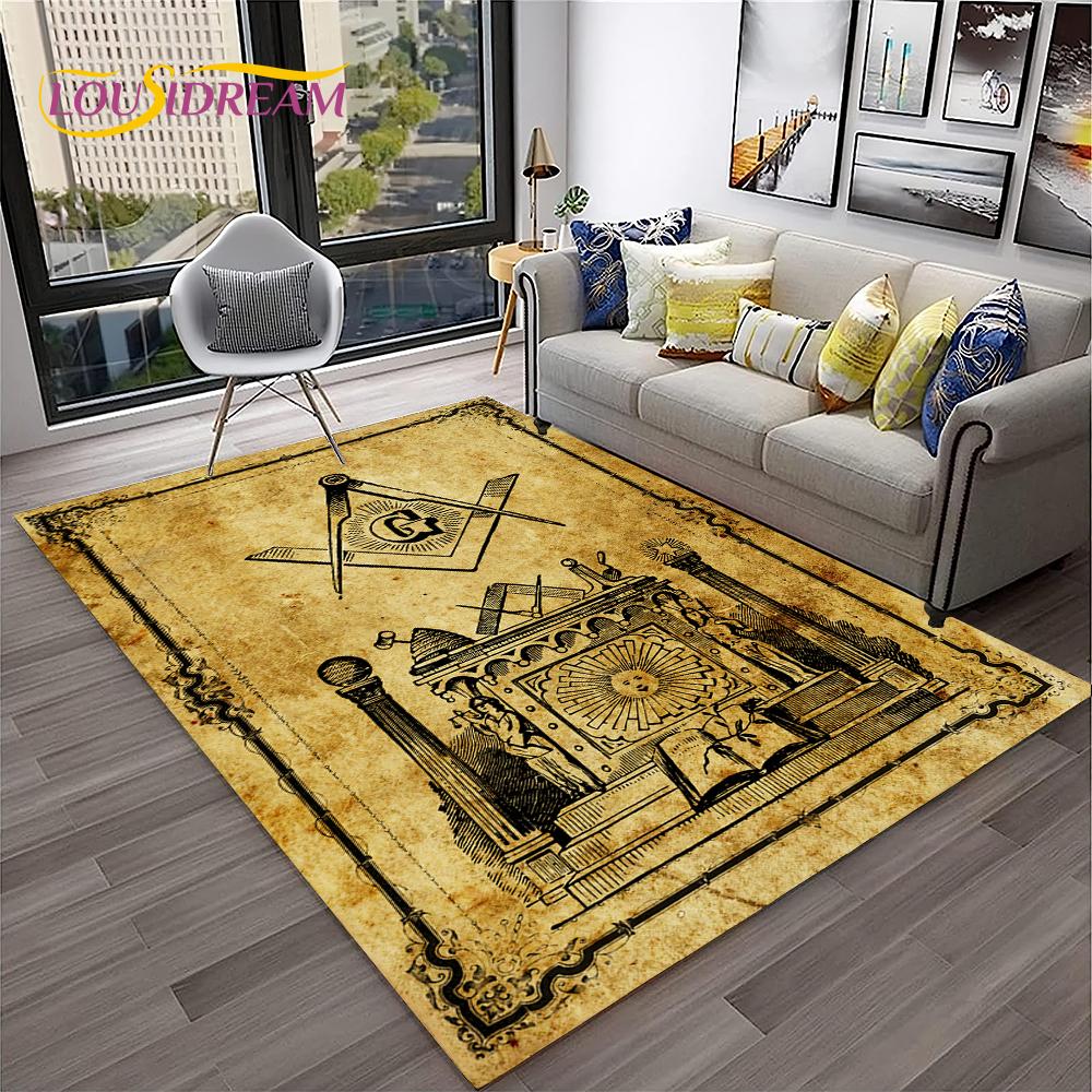 Ring Freemasonry Illuminati Masonic Carpet Rug for Home Living Room Bedroom Sofa Doormat Decor,Kid Area Rug Non-slip Floor Mat