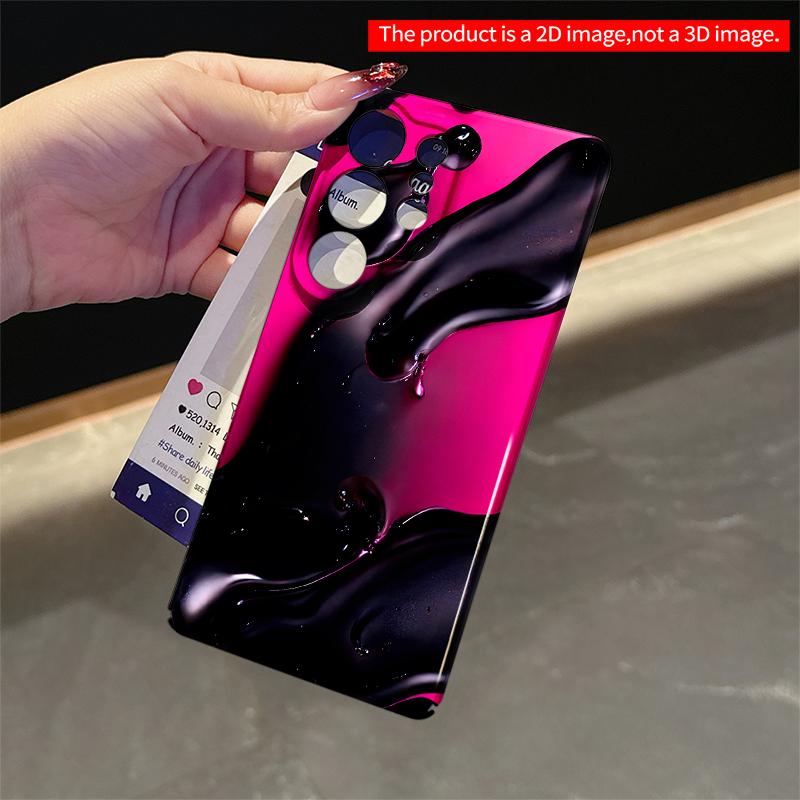2DFlat Samsung phone case Glossy Black Flow on Vibrant Pink Applicable to Galaxy S23 S24 S25ULTRA S26 A12 A14 A15 A16 A54 A55