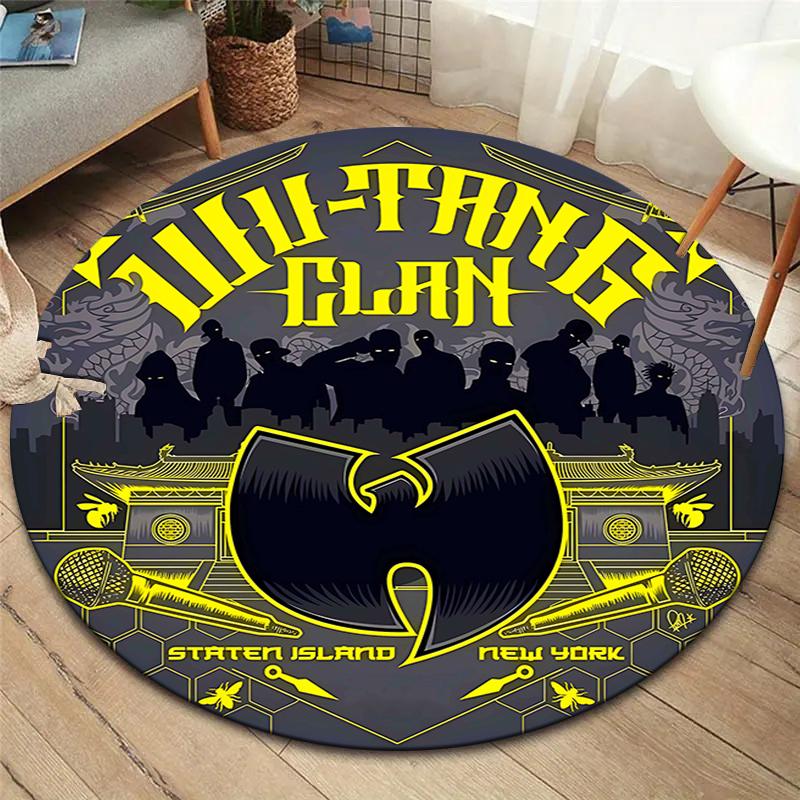 Okrągły dywan Wu-Tang Clan, Dywan do salonu, sypialni, przy sofie, pokoju zabaw, Mata podłogowa antypoślizgowa