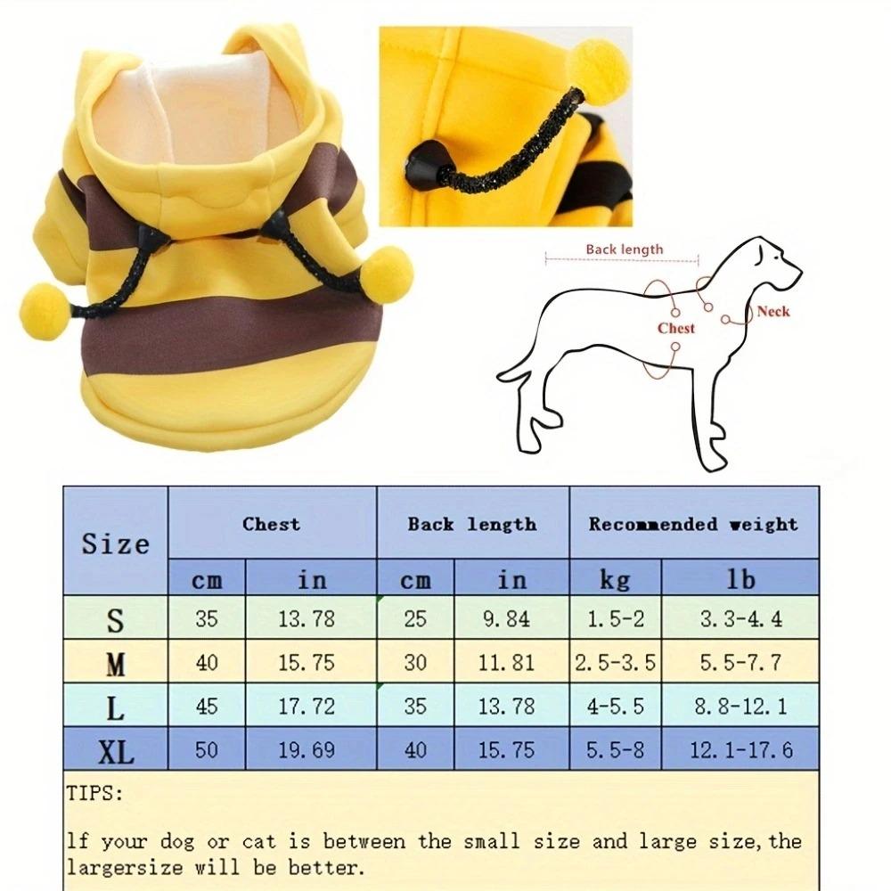 Biene Haustier Welpenmantel Bekleidung Outfit Hund Halloween Kapuzenpullover Winter Katze Cosplay Kostüm Feiertagsoutfit für Kleine Mittelgroße Hunde & Katzen