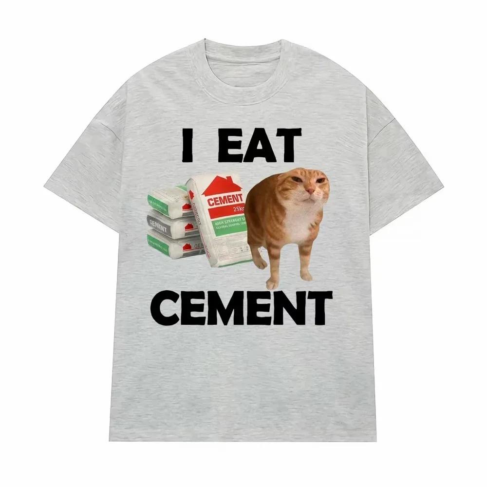 I Eat CeUnisext Cursed Cat T Shirt Funny Meme Graphic Tee Shirt Casual Fashion Harajuku Kawaii Tshirt Women Unisex Y2K Clothing