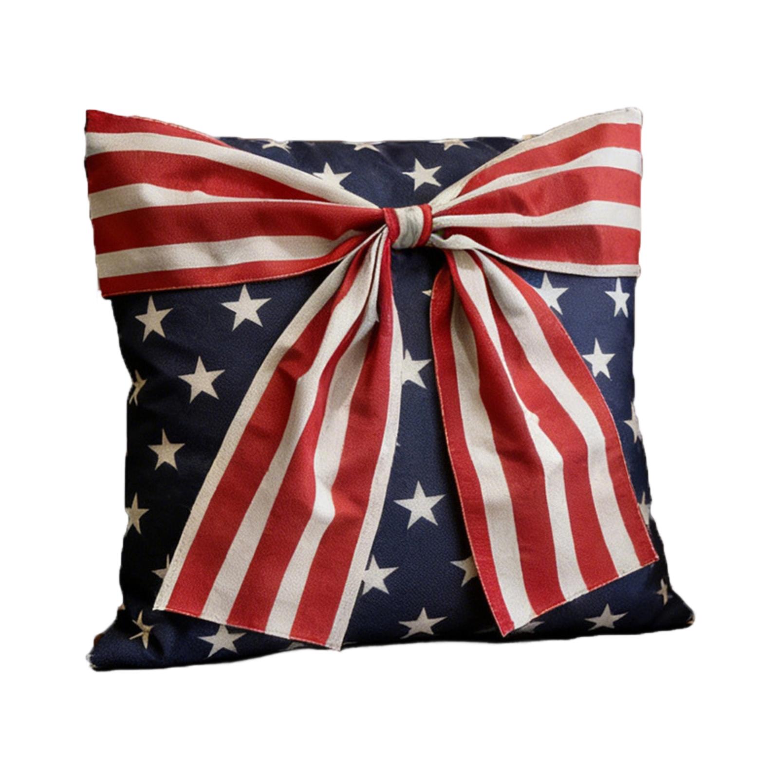 

New Independence Day Pillow Cover, Striped Print Cushion Case, Patriotic Throw Pillow For Sofa & Chair, Indoor Holiday Decoration One Size