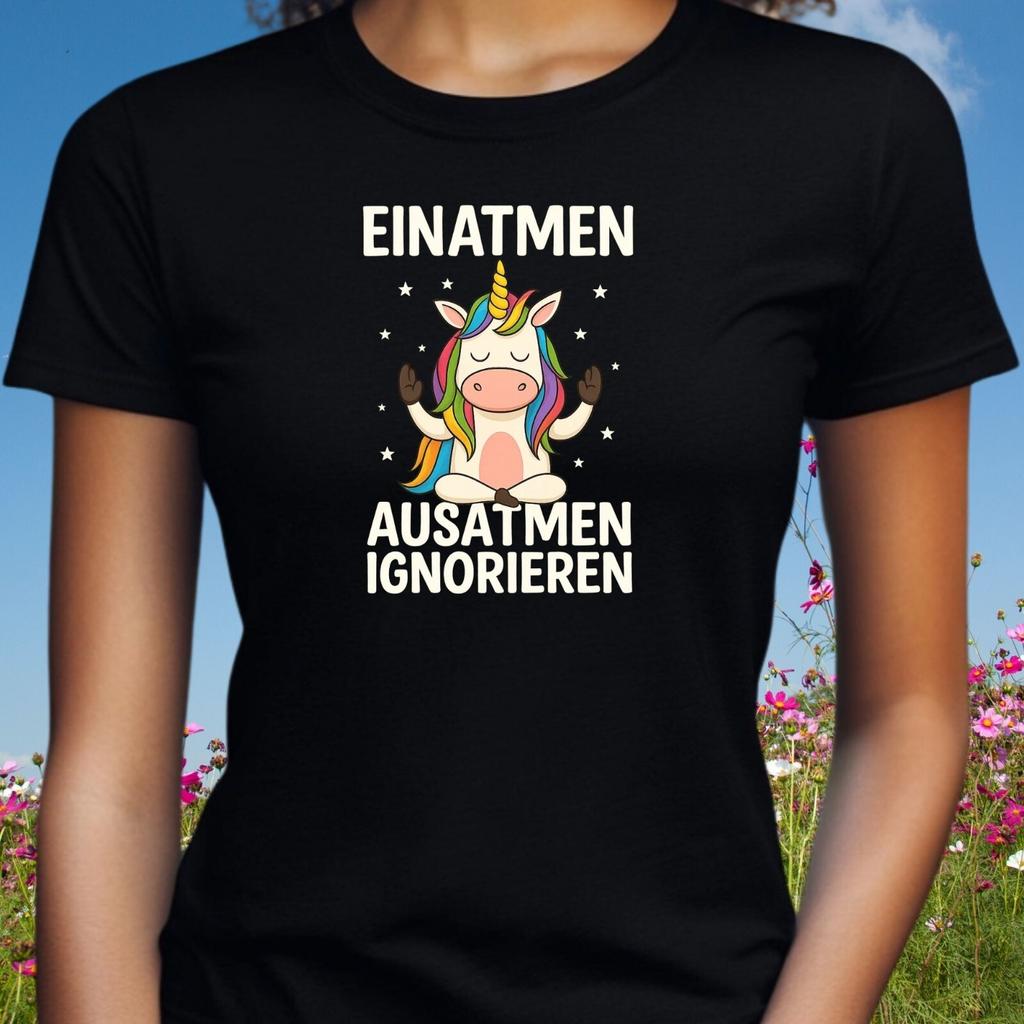 T-Shirt Women Inhale Exhale Unicorn Motif Cotton Size S To 3XLWill Be Opened In a New Window or Tab