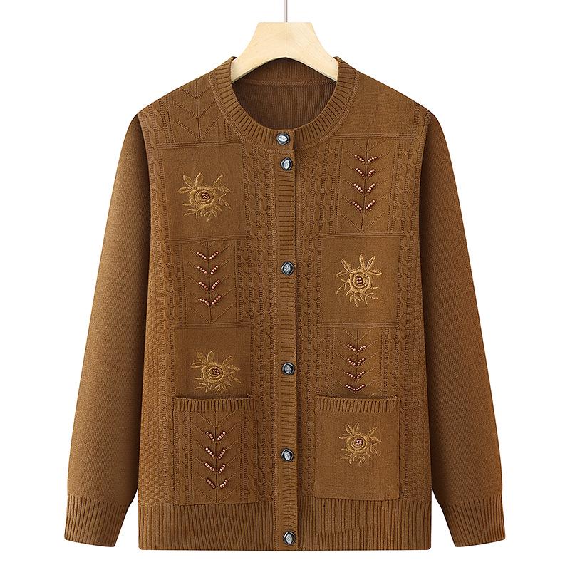 Women's Spring & Autumn Knit Cardigan for Middle-Aged & Elderly