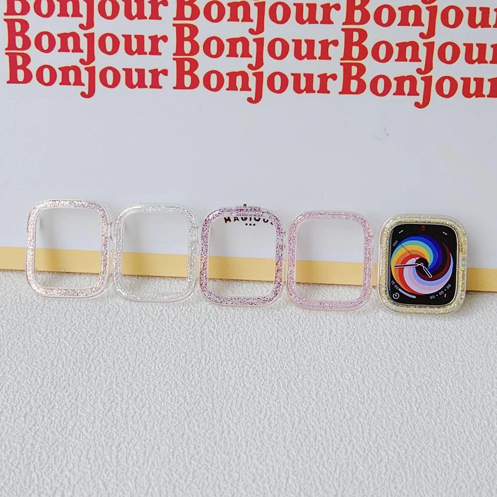 LGlitter Genomskinligt Fodral för Apple Watch Serie 8 7 5 6 SE Ultra Bling Stötfångare Skyddande Omslag för IWatch 41mm 45 49mm 44mm 40mm 42 38mm