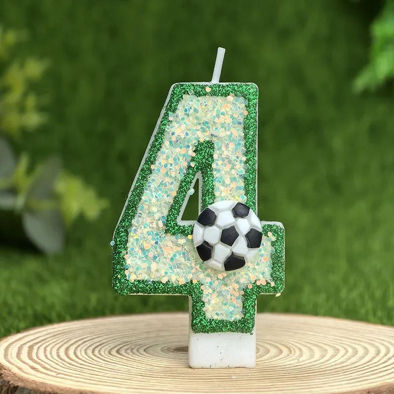 Creative Green Football Fluorescent Birthday Digital Candle Party Supplies Cake Decoration