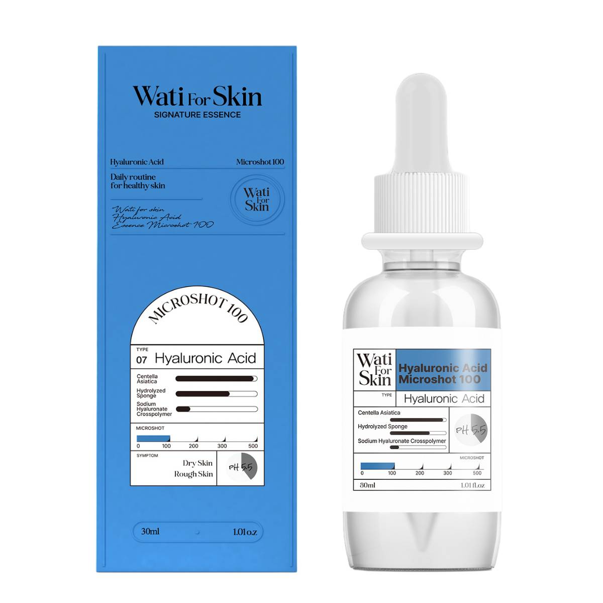 WATI FOR SKIN Skin Essence Microshot 100, 12 видов/30 мл, Антивозрастной, Увлажняющий, Корейская косметика, Kbeauty, пробник Hyaluronic Acid Essence