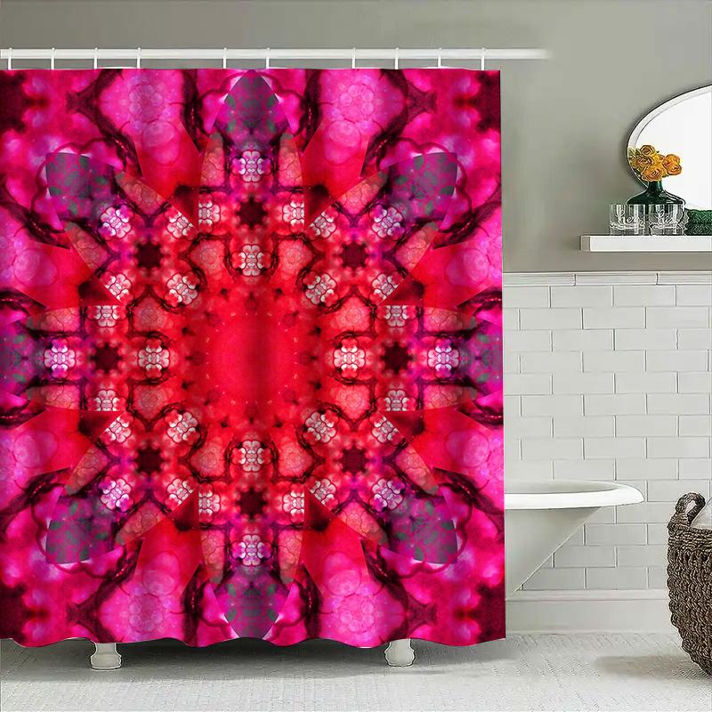 

Red Abstract Shower Curtain with Fractal Pattern for Bathroom Decor Water-Resistant Machine Washable Perfect Gift Idea (Size72x8 90x180cm