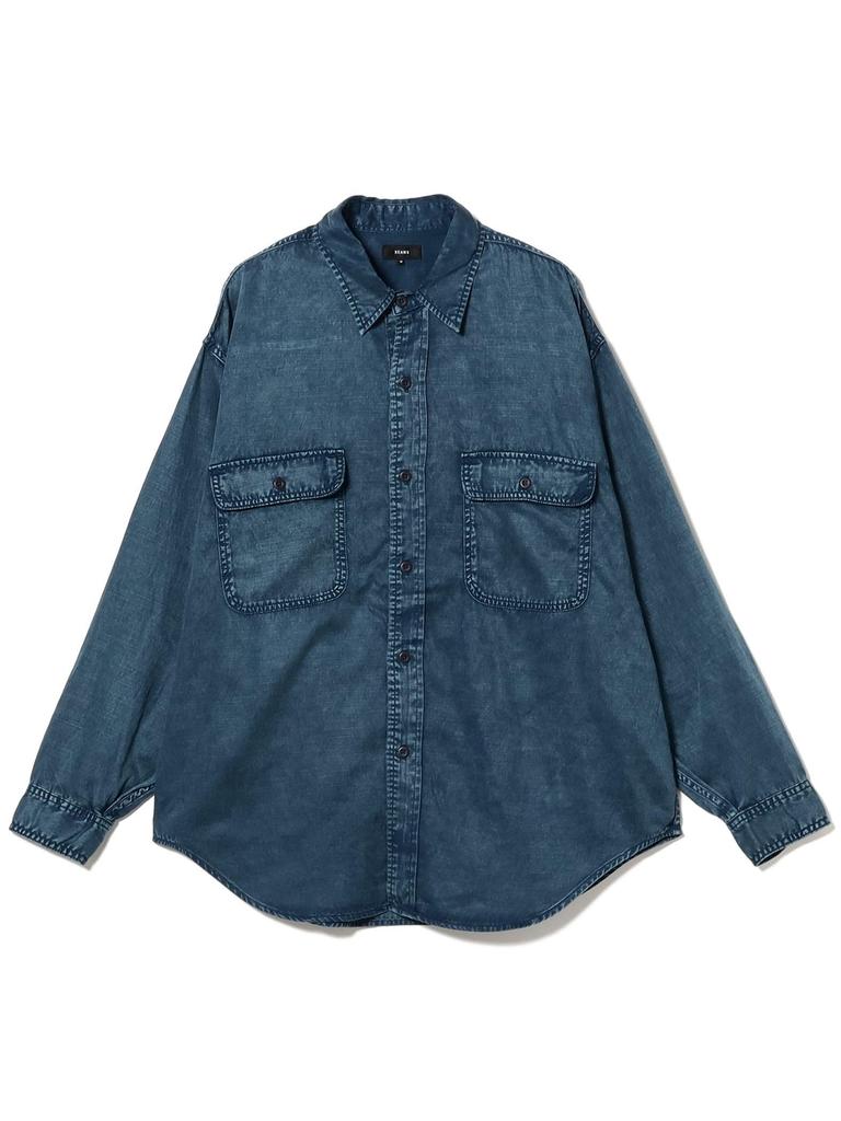 BEAMS Fade Work Medium Men's Shirt, Blue,