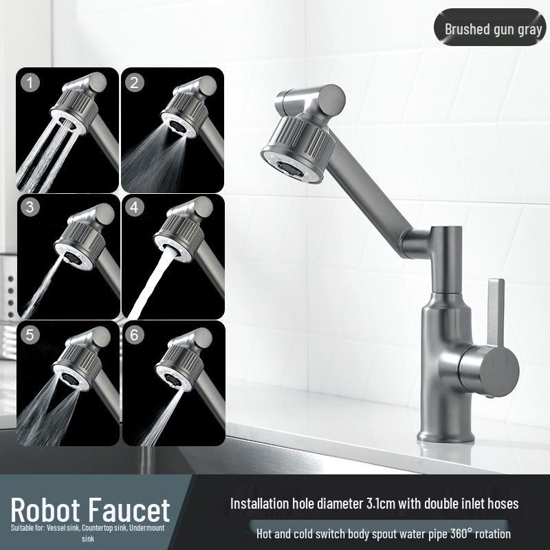 All-Copper Lucky Cat Dual-Use Hot & Cold Faucet for Kitchen & Bathroom Sinks