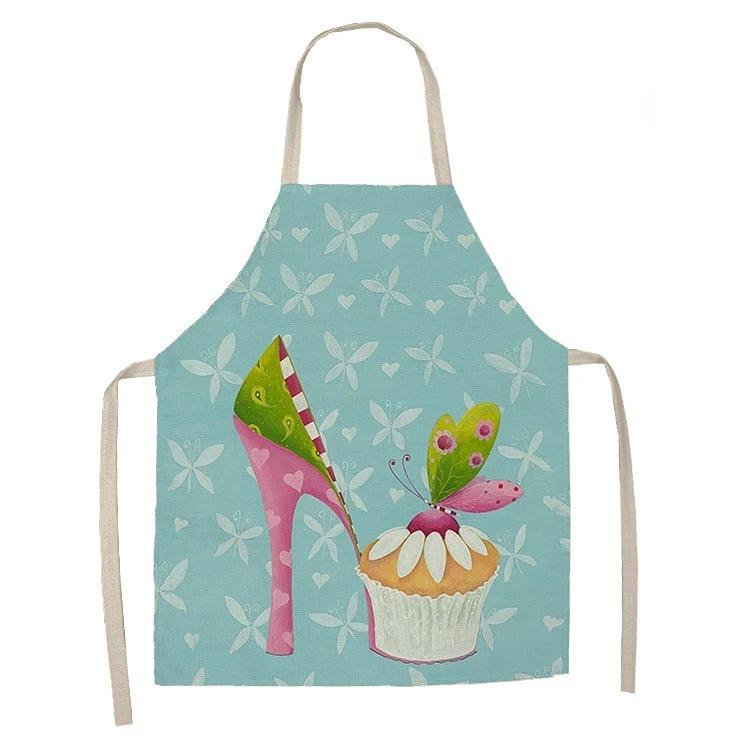 1 Stück Leinenschürze mit Kuchen-Donut-Muster, bedruckt, für Küche, Kochen, Backen, Haushaltsreinigung, Fleckenschutz