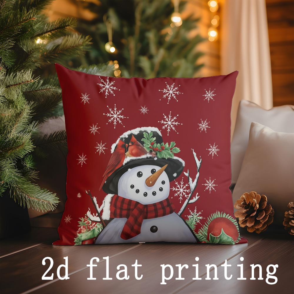 Home Decor Happy Holidays & Snowman Christmas Pillows Pattern Cushion Cover Suitable for Sofa Bedroom Car Pillow Cover