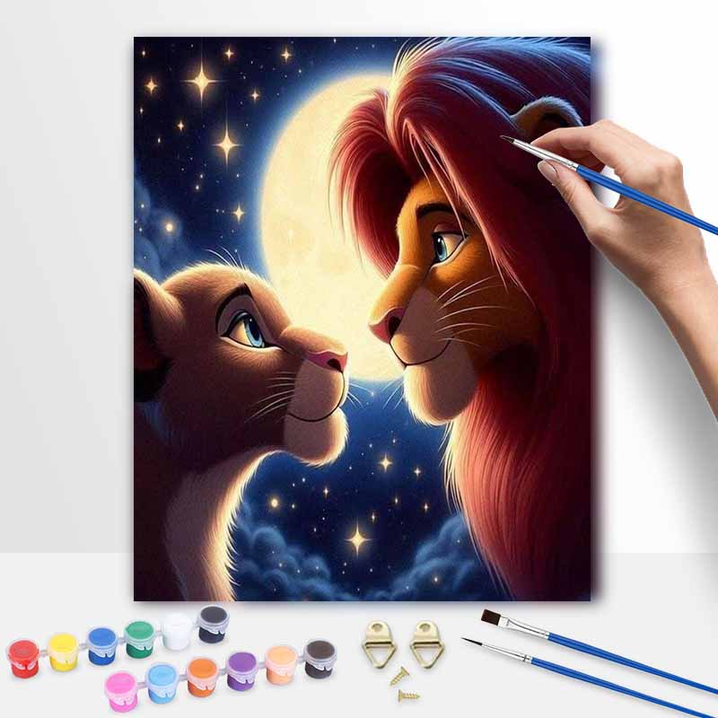 Disney Oil Paint Art Painting Kit Simba Nala Romantic Home Wall Decor 20x30cm