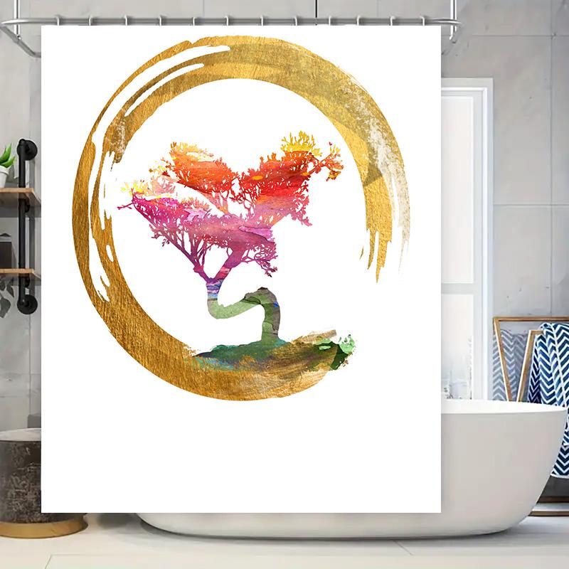 

Watercolor Tree Shower Curtain Bathroom Decor Hand-Painted Wall Hanging Art Print For Home Decoration Size: 180X180Cm (72X72In) W60H190(CM)-1 Pcs