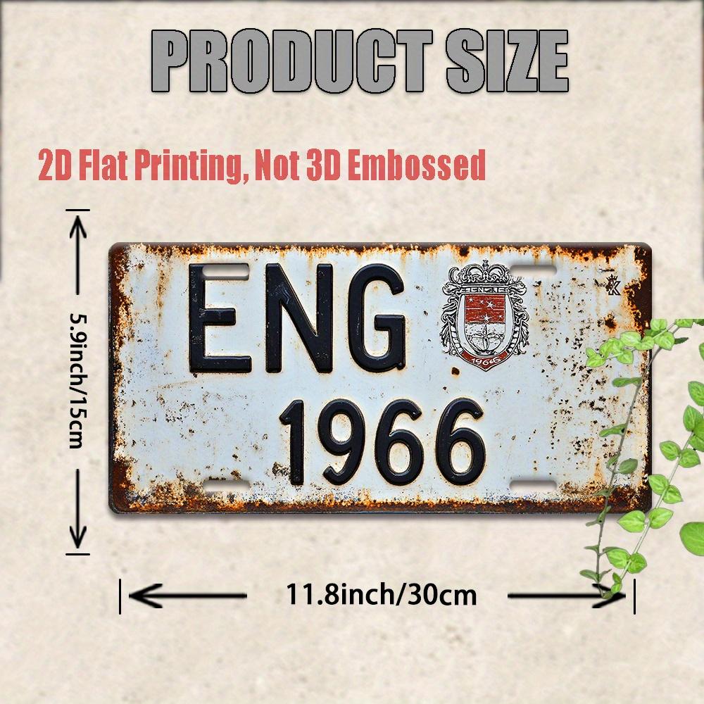 England Football License Plate - ENG 1966 Retro Soccer Wall Decor, Heavy-Duty Aluminum Metal Sign for Game Room, Garage, Bar, fo