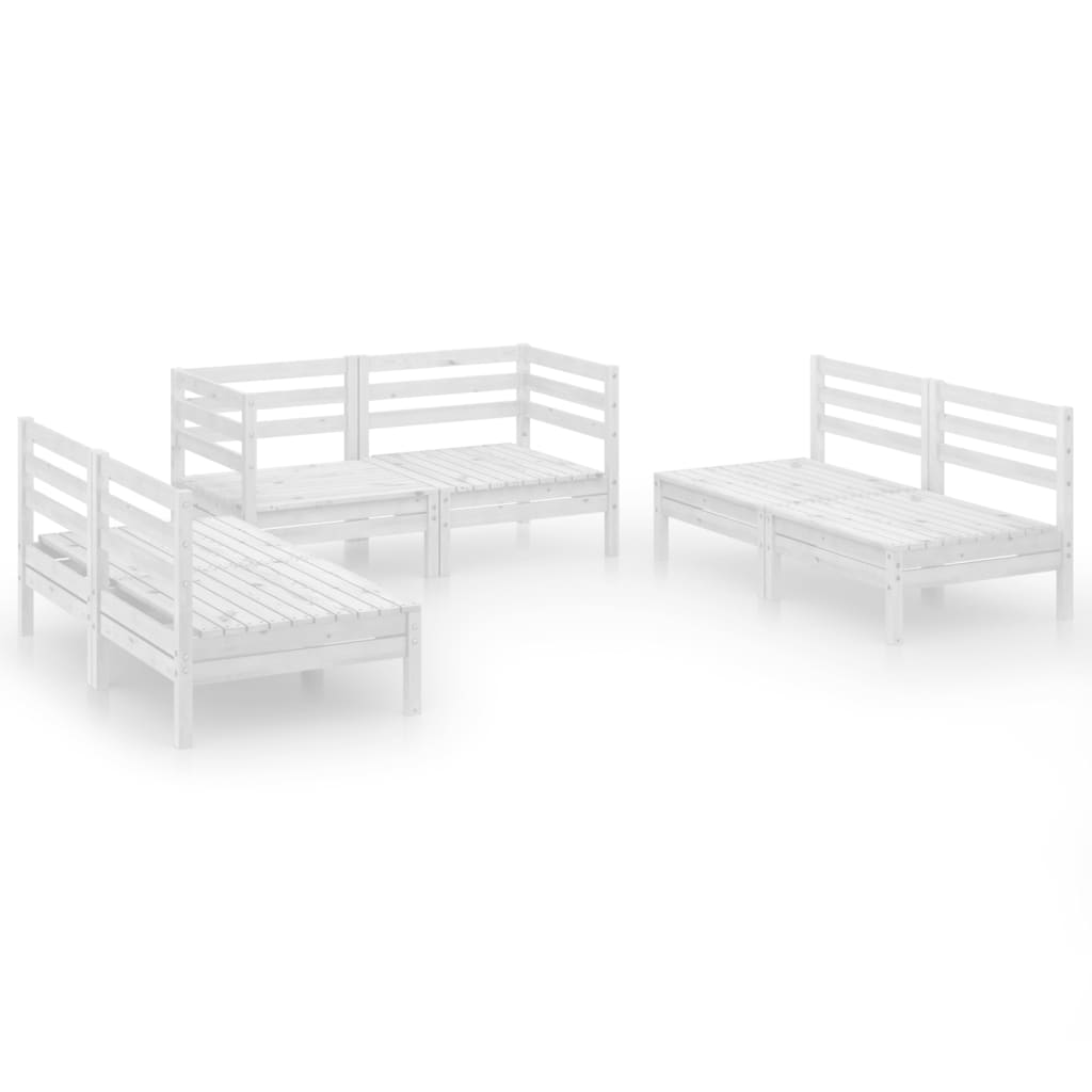 Vidaxl 6-Cz. Garden Lounge Set, White, Pine Wood