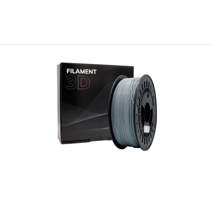 Filament PLA 3D résistant - Diamètre 1,75 mm - Bobine de 1 kg - Couleur grise