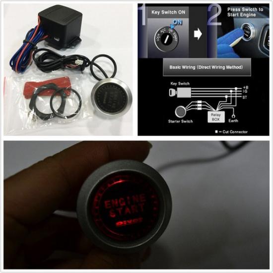 

Plastic Car Engine Ignition Start Push Button Switch Relay Box Red Illumination