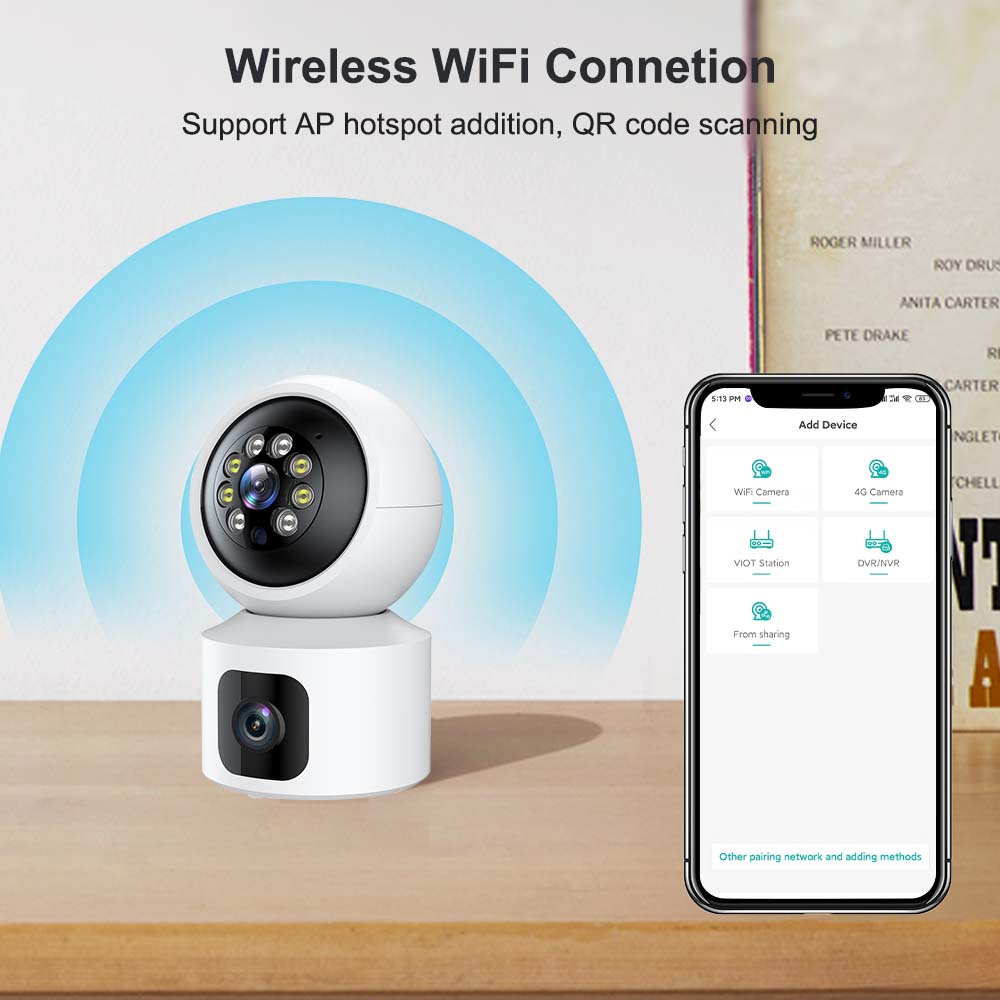 4MP Baby Monitor Dual-Linse Sicherheitschutz Mutter Kinder Wifi Kamera Innen Mini PTZ IP Videoüberwachung ICsee