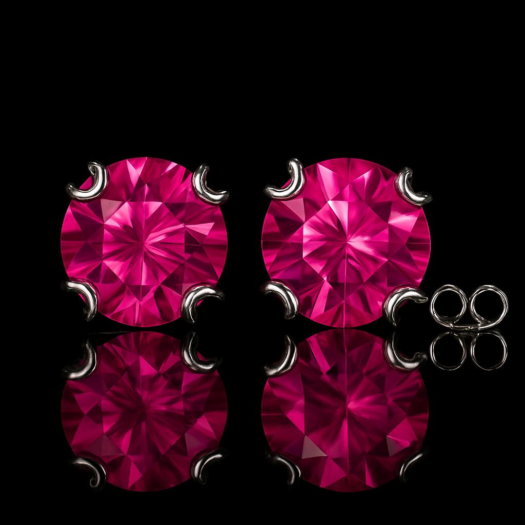 44.15 Ct Natural Pink Ruby Round CERTIFIED Beautiful Earring Pair Gift For Mom