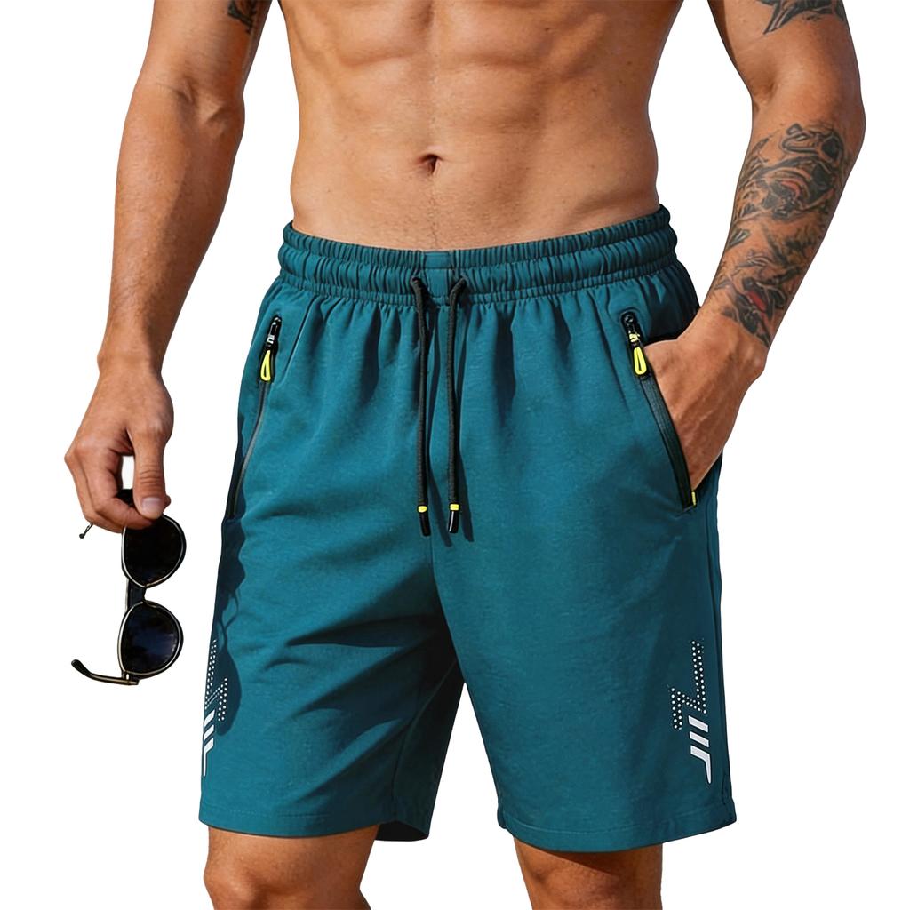 Men Athletic Shorts with Drawstring Waist Zipper Pockets Lightweight Breathable Quick Dry Sportswear for Training Running Gym Workout
