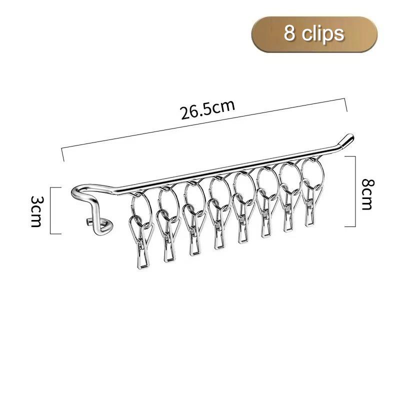 Stainless Steel Clothes Hanger Socks Rack Socks Drying Artifact Multifunctional Guardrail Clip-On Balcony Socks Rack Storage