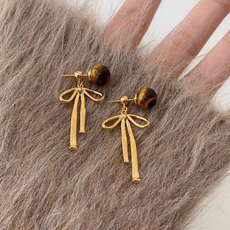 Korean Style Silver Bow Pendant Earrings: Elegant, Sweet, Fashionable Stud Jewelry for Women