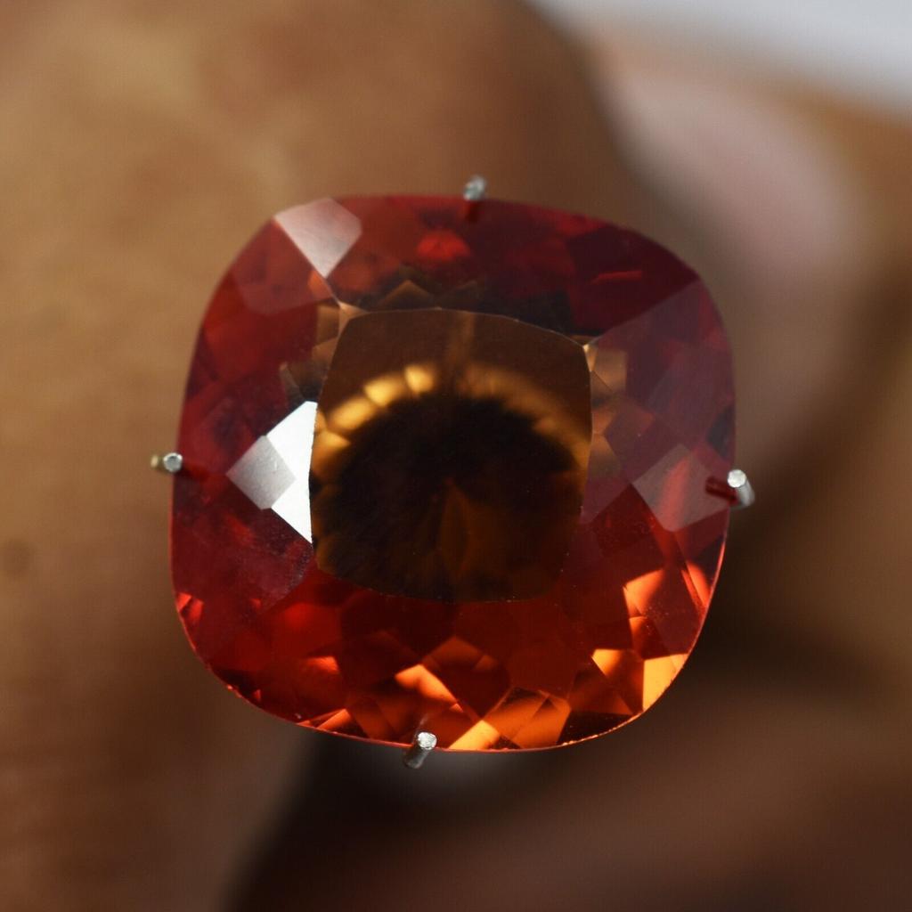 Natural Orange Sapphire Loose Gemstone 10.15 Ct Square Cushion Cut September Birthday Birthstone