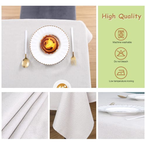 WAITER TREE Tablecloth, Table Cover, Solid Color, Waterproof, Matte, Dining Table Cover, Rectangular Table, Beige 3, 145x300cm
