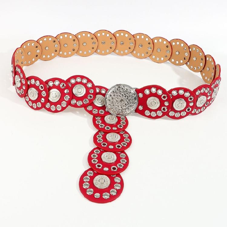 Discs Grommet Belt Punk Waist Belt Unique Buckle for Jeans Dress Unsiex