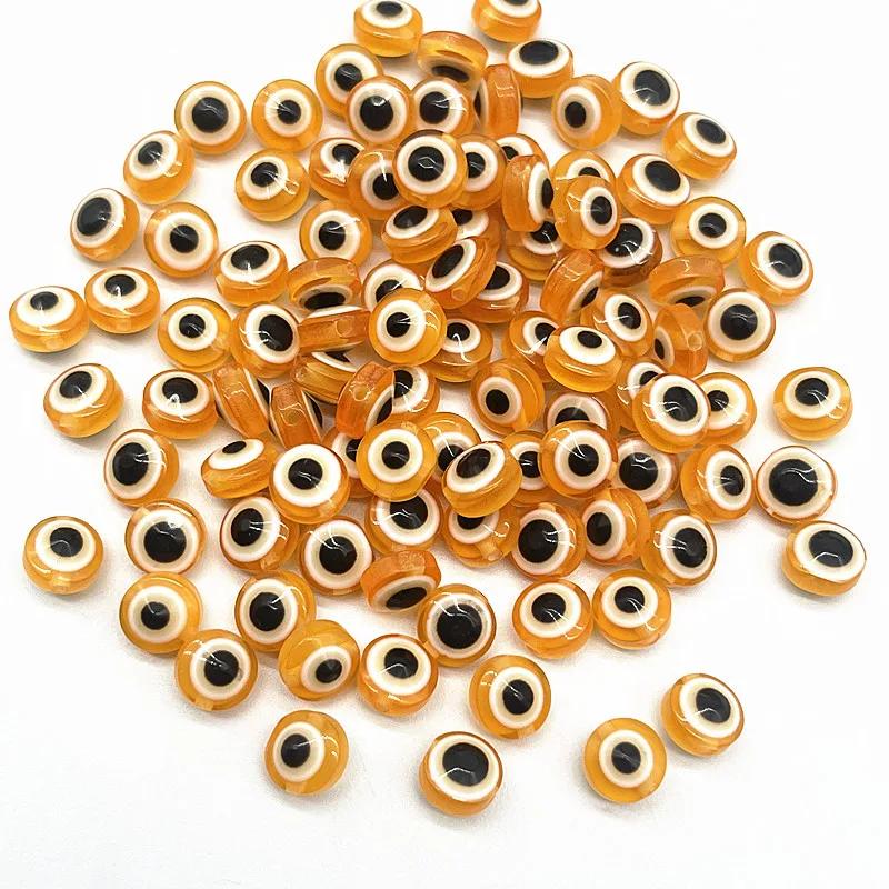 Z12 50pcs/lot 8mm Multicolored Charm Evil Eye Resin Spacer Bead Jewelry Making DIY Handmade Earring Bracelet Trend Accessories