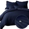 Bedding Set 180x200 Satin 100% COTTON Navy Blue with Classic Stripes