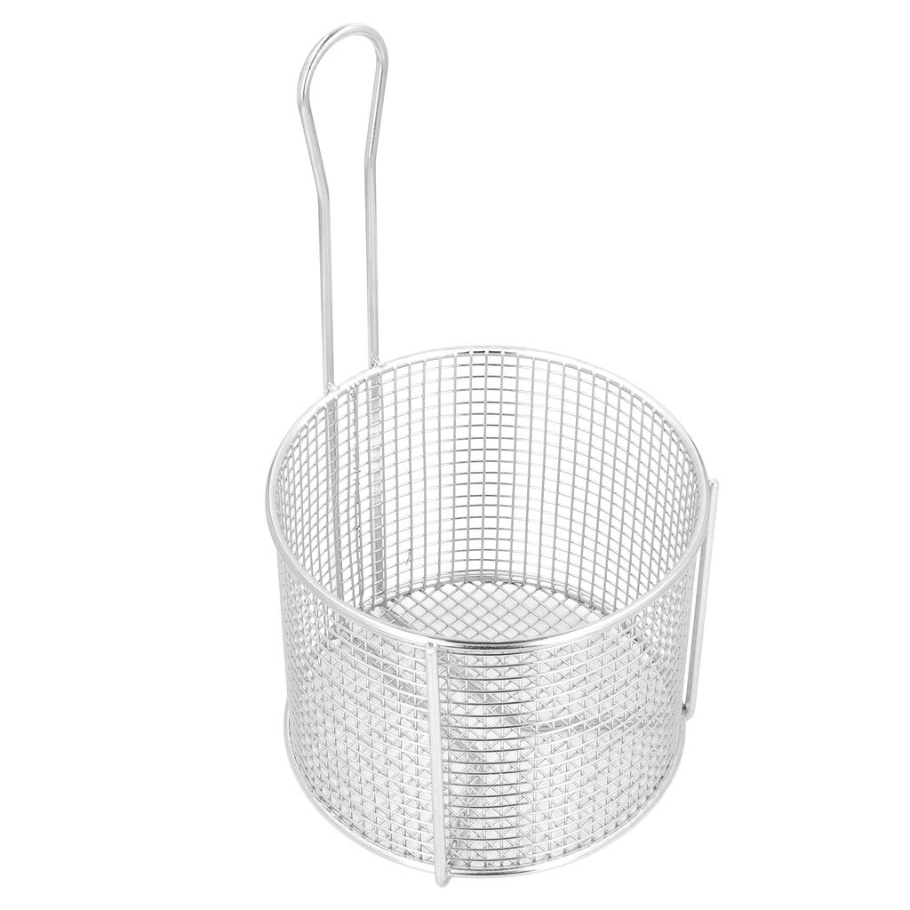 Stainless Steel Fry Basket Reusable Round French Fry Chip Fry Basket with Handle for Frying Serving Food