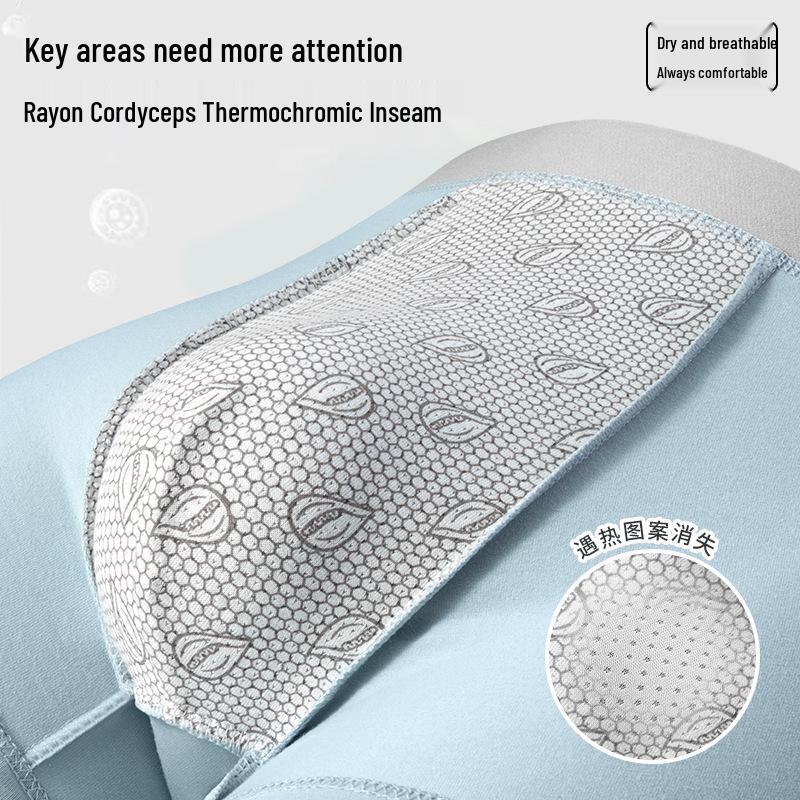 Men's Pure Cotton Boxer Briefs with Antibacterial Cordyceps and Breathable Crotch in Trendy Letter Design