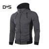 Uomo Autunno Inverno Cappotto con Cappuccio Doppia Cerniera Chiusura Coulisse Colorblock Finto Due Pezzi Giacca Sportiva con Polsini Elastici e Orlo Fitness Outerwear