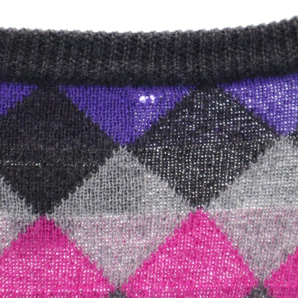 Fred Perry Wool Long Sleeve V Neck Sweater USA6 Gray Knit Dress Women Used