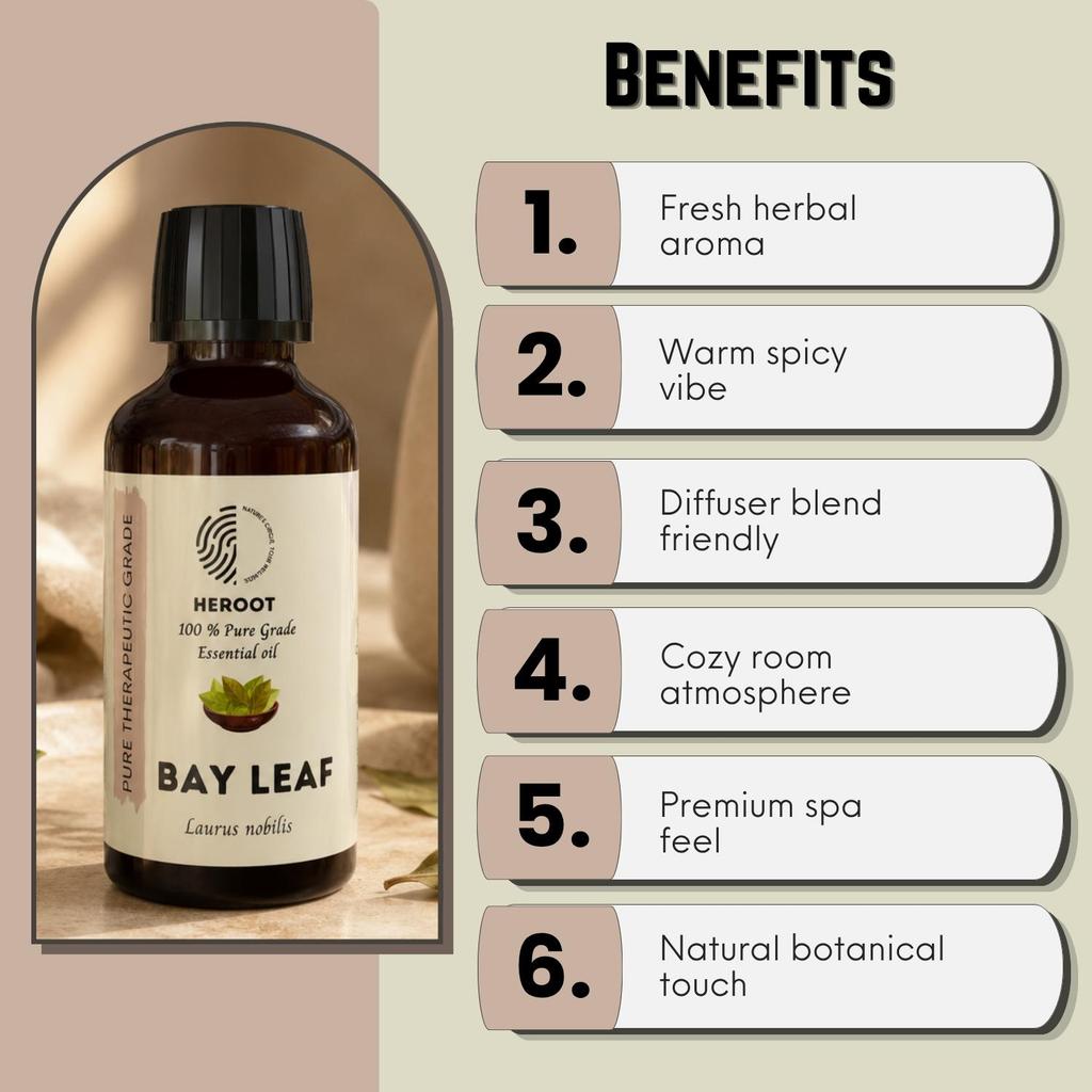 Heroot Bay Leaf Essential Oil | Laurus Nobilis | 100% Pure Essential Oil