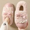 Bow Cotton Slippers Women's Winter New Indoor Home Thick-soled Warm Plush Cotton Shoes Women's Outer Wear