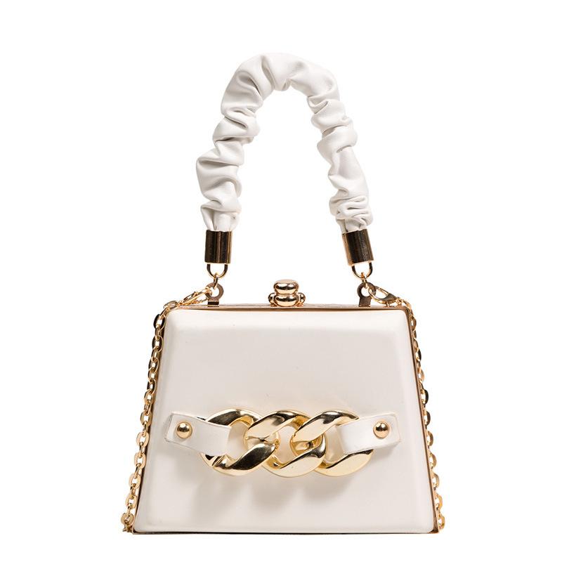 

Женская сумка из ПУ, новая корейская версия 2025, модная плиссированная портативная сумка-мессенджер, сумка-коробка на цепочке в зарубежном стиле, знаменитость в интернете белый