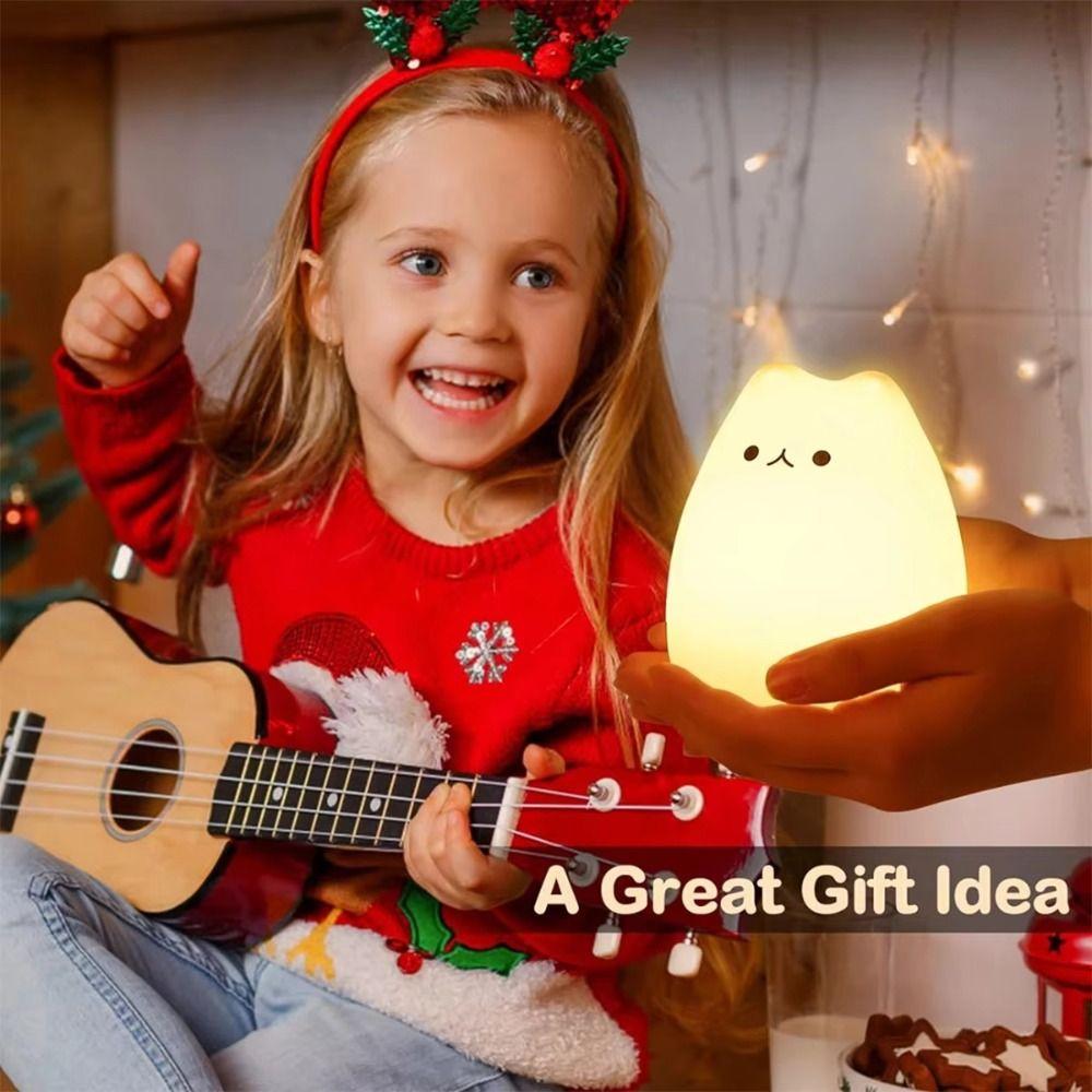 LED Colorful Cat Silicone Light Animal Cat Indoor Sensor Lamp  Children Kids Room