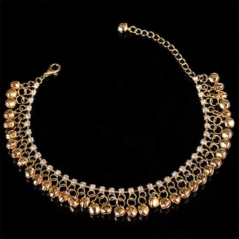 Personality Gold Copper Color Ethnic Tassel Bell Anklets for Women Girl Beach Foot Bracelet Anklet India Jewelry Accessories