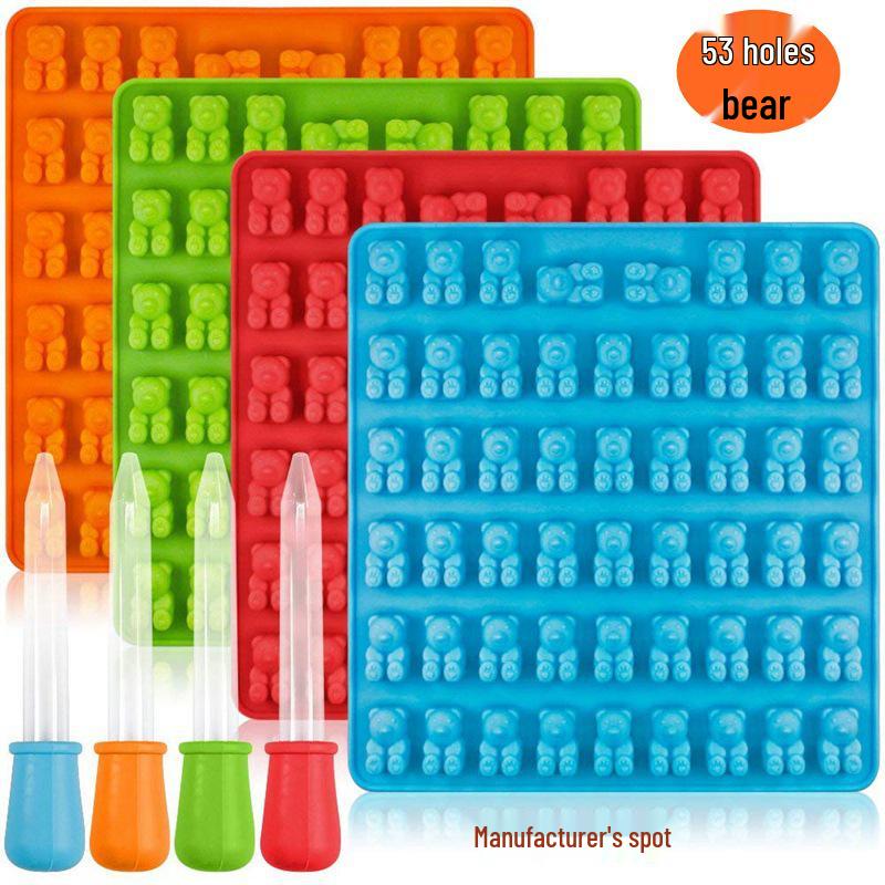 

53-Hole Bear Silicone Candy & Chocolate Mold, Gummy Mold оранжевый