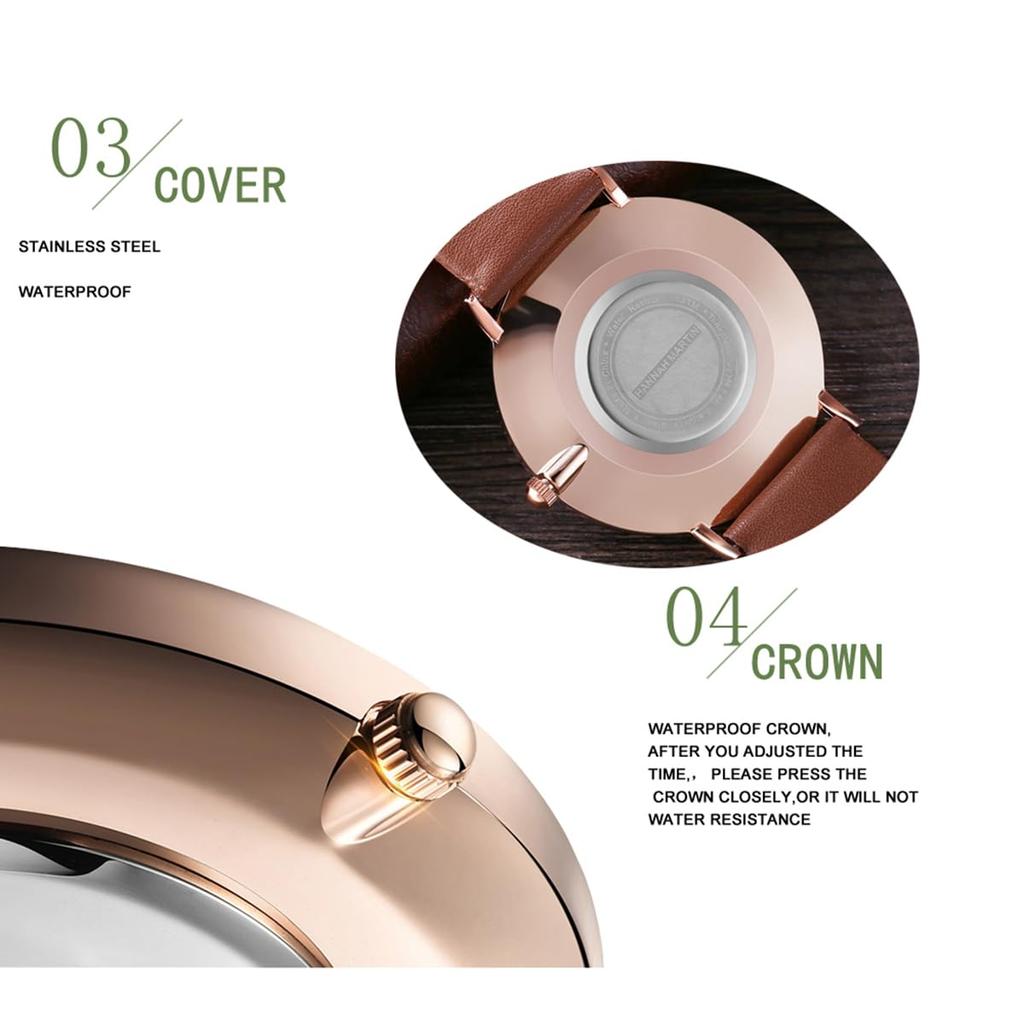 Hodinky Hannah Martin Stylové klasické jednoduché hodinky Business japonské Quartz originální kožený pásek pro ženy Dámské Dámské